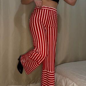 Zara Striped Red and White Women's Pants
